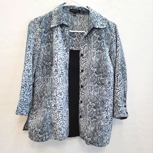 Notations Gray, Black & White Animal Print Blouse Top Women's Size Small